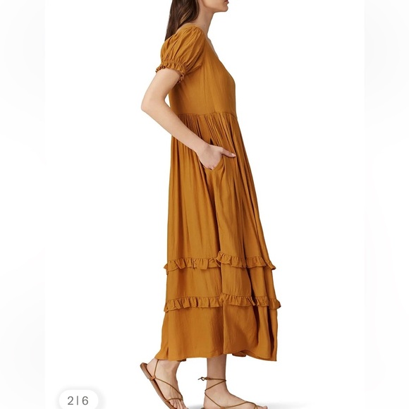 The Odells Eliza Ruffle Maxi Dress S Burnt Orange - Picture 3 of 6